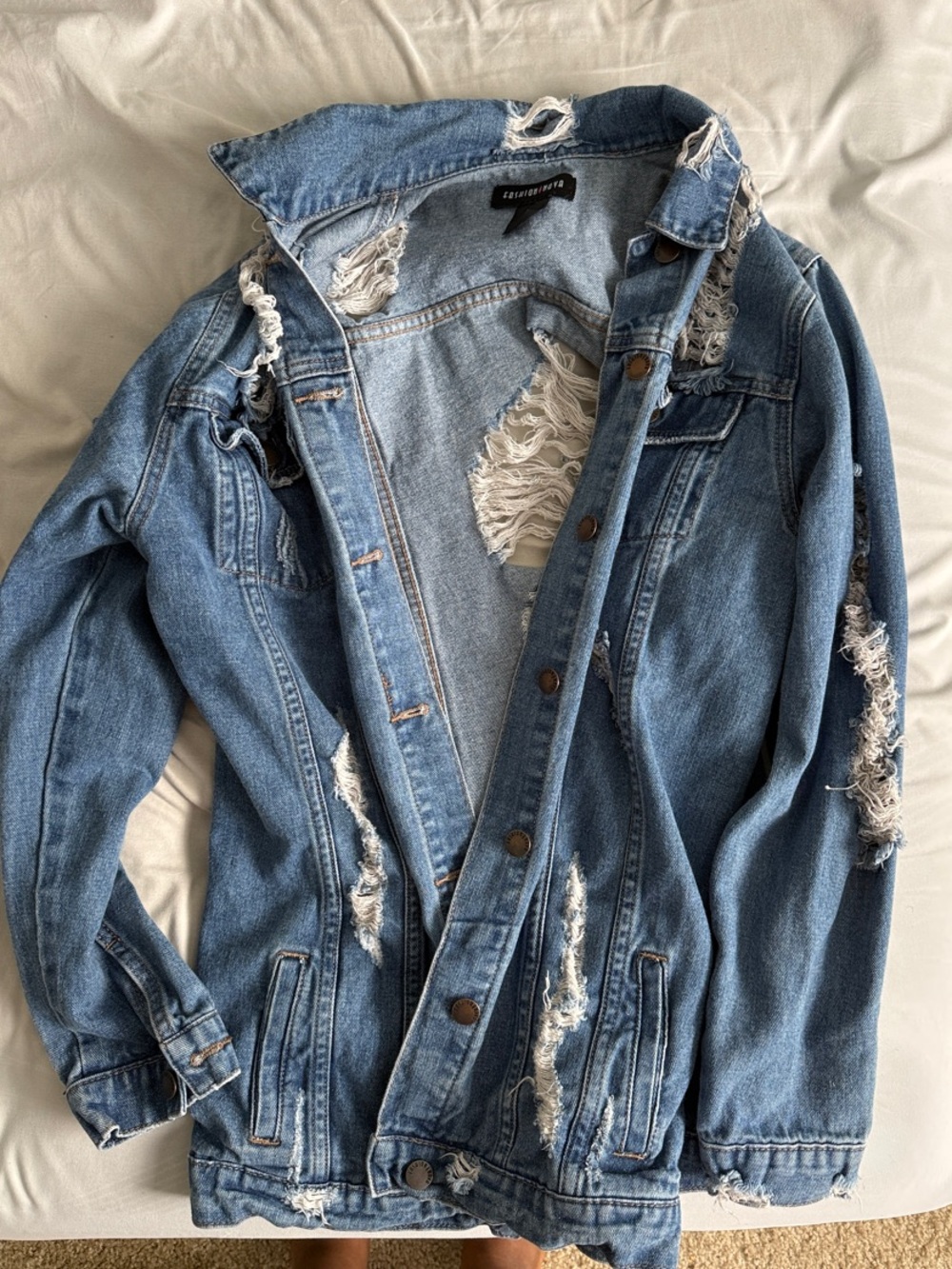 Fashion Nova Denim Destroyed Jean Jacket